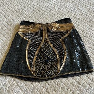 Gryphon beaded black and gold mini skirt Size XS